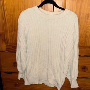 Aerie Cream Ribbed Crew Neck Sweater